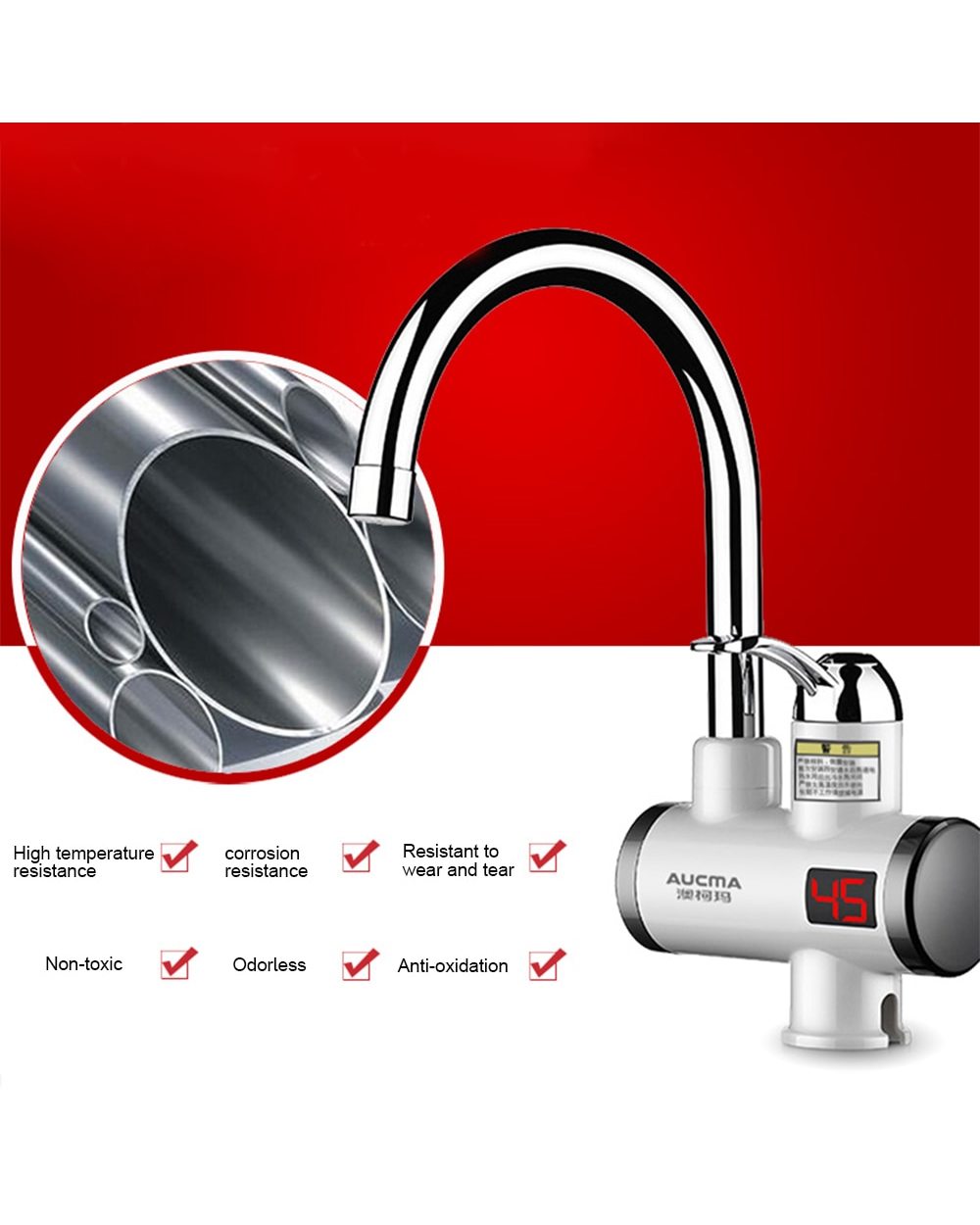 3000W Instant Electric Water Heater Faucet With Temperature Display Fast Heating Electric Tap Instantaneous Boiler 220V front-4