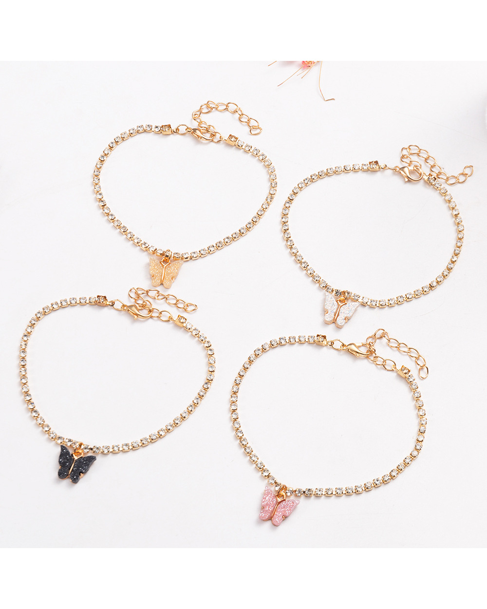 Summer Beach Butterfly Anklets Fashion Bohemian Rhinestone Acrylic Womens Anklets Bracelets front-1