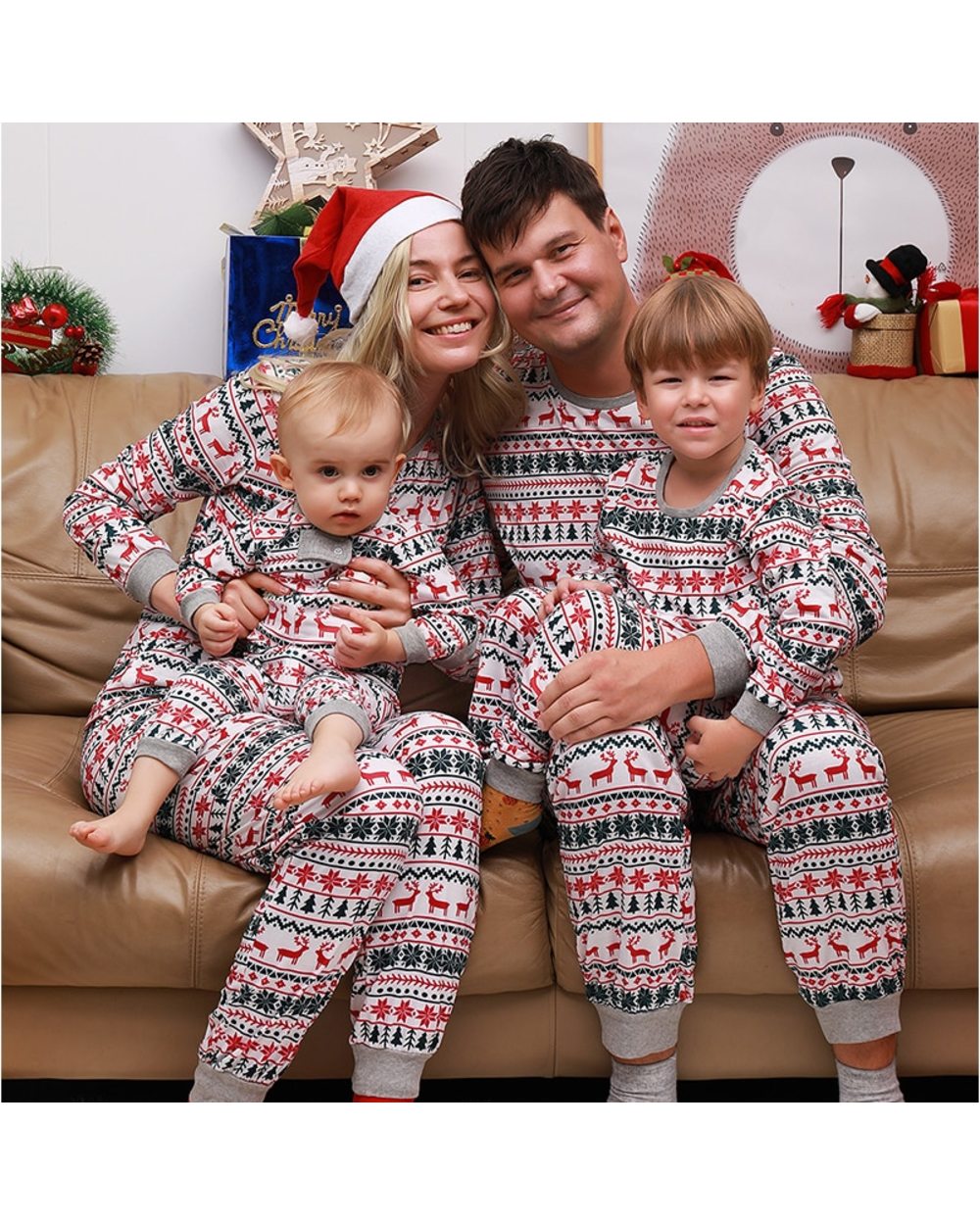2021 Family Christmas Matching Pajamas Set Xmas Adult Kids Mother And Daughter Father Son Sleepwear Baby Family Look front-0