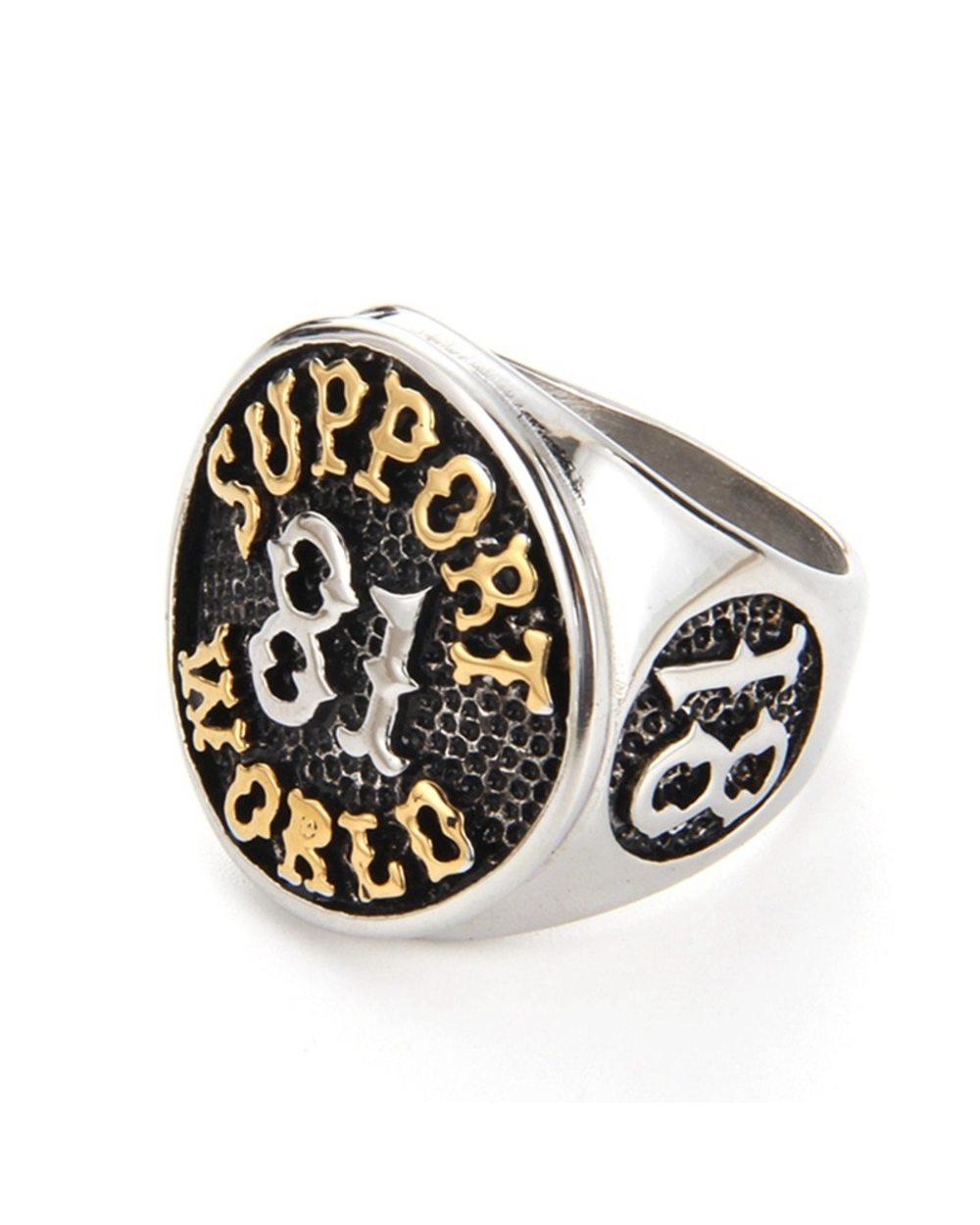 Stainless Steel Titanium 81 Support World Rings for Men Women front-0