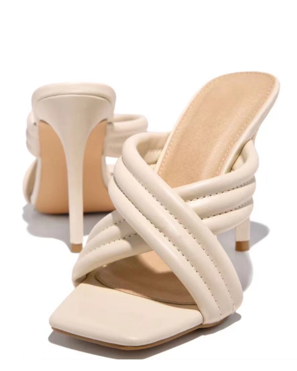 Ladies 11CM High Heels Sandals Flip Flops Cross Shoes front-2