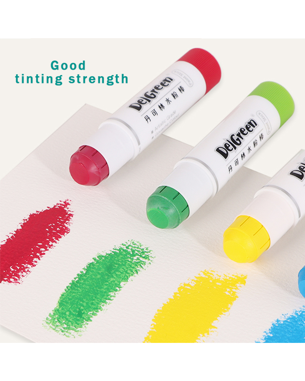 Delgreen Artist Grade Soft Solid Gouache Paint Sticks/Pastels/Crayons Basic/Macaron 12/18 Colors Drawing Safe Non-Toxic front-3