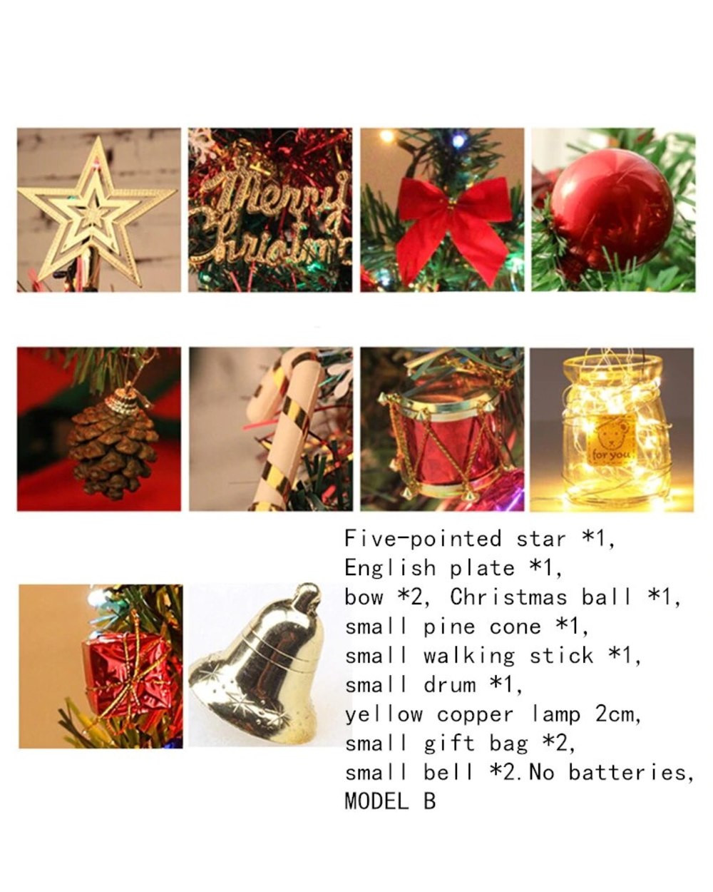 Mini Christmas Tree With Light Small Pendant Jingle Bell Table Star Top Festive Party Supplies Party Decoration front-5