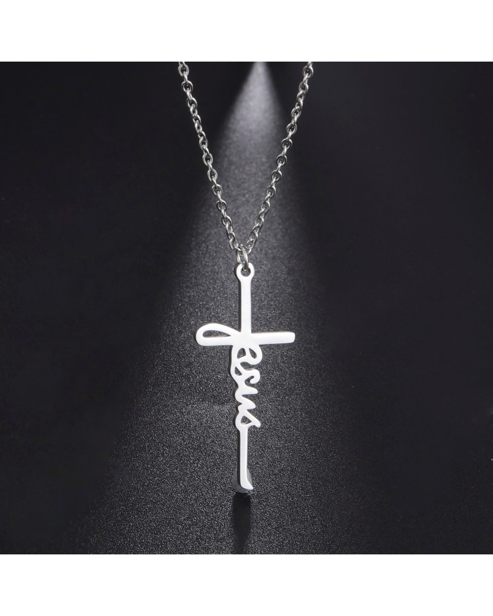 Christian Cross Pendant Necklaces for Women Stainless Steel Jesus Choker Necklace Religious Charm Jewelry Christmas Gift front-0