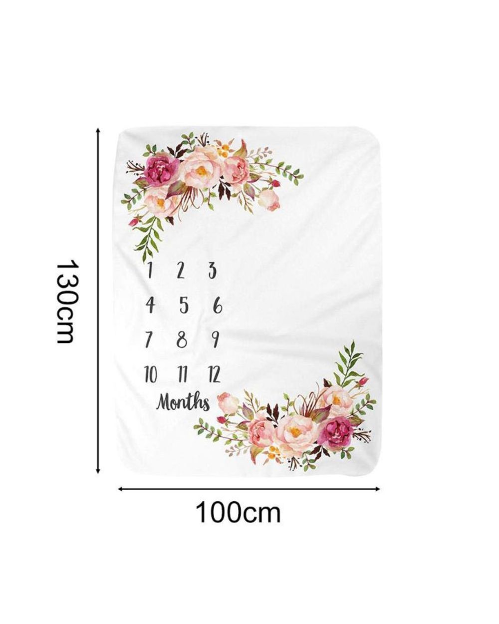 Baby Milestone Blanket Flannel Newborn Photo Prop Backdrop with Monthly Growth Chart for Girl and Boy front-3