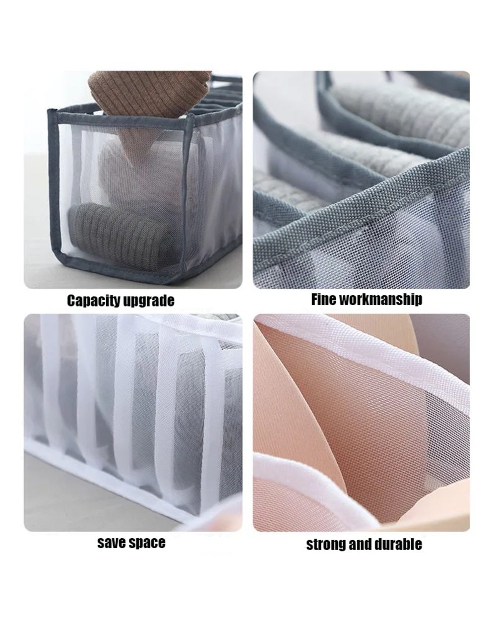 Storage Organizer for Clothes Separated Socks Shorts Bra Storage Boxs Dormitory Closet Organizer Drawer Washable front-1