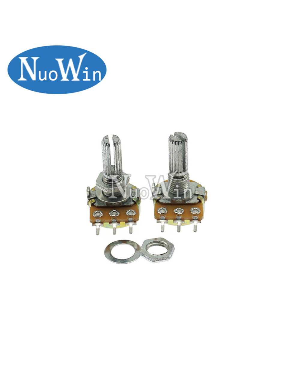 10Pcs Wh148 B1k B2k B5k B10k B20k B50k B100k B500k 3Pin 20Mm Shaft Amplifier Dual Stereo Potentiometer 1K 2K 5K 10K 50K front-0