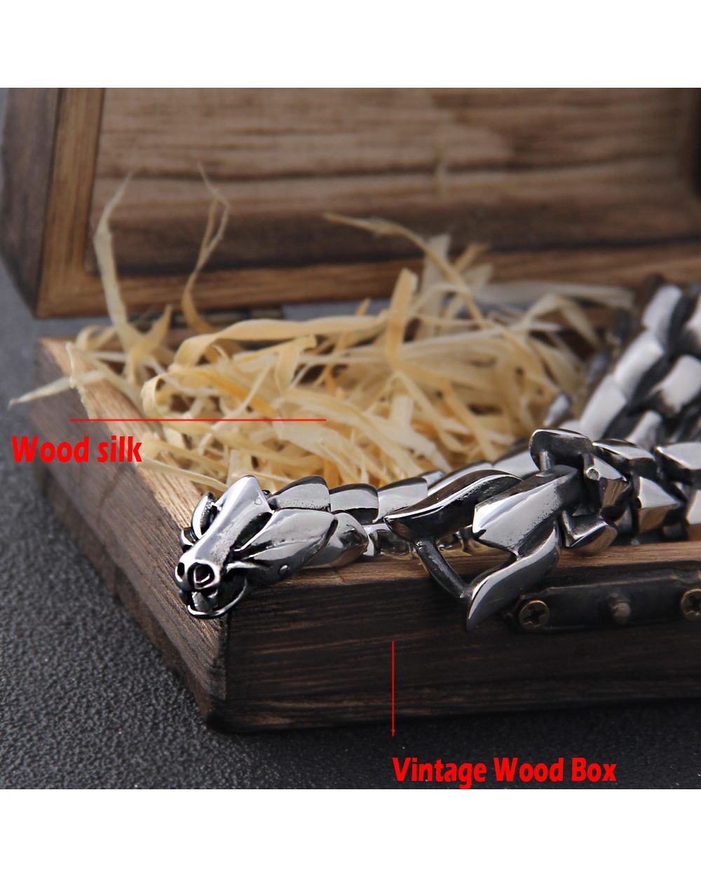 Viking Ouroboros VINTAGE PUNK Bracelet For Men Fashion Jewelry front-4