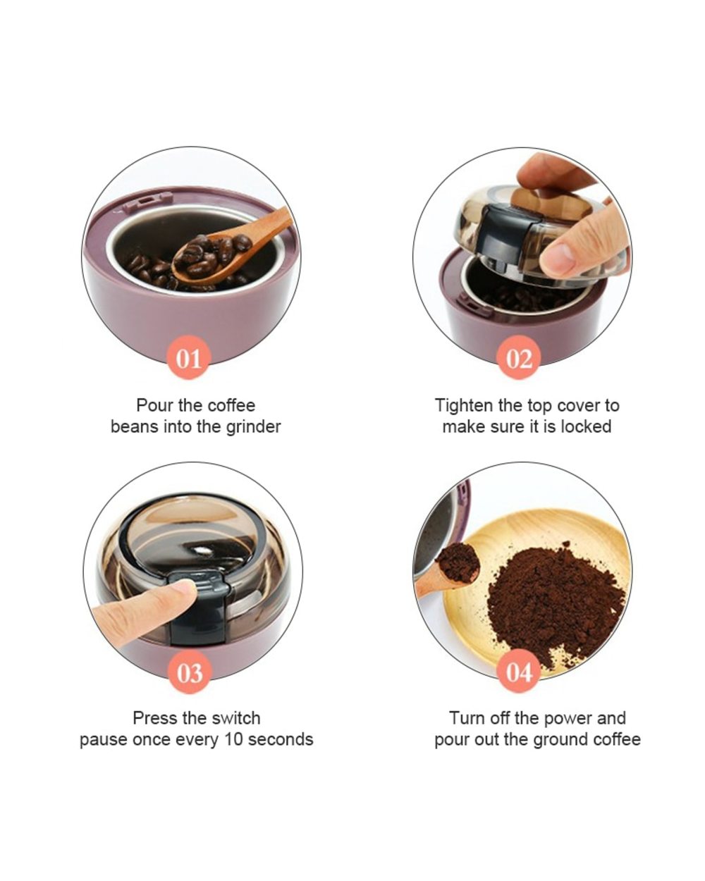 Portable Electric Coffee Bean Grinder Mill Kitchen Tool Herbs Salt Pepper Spices Nuts Grains Mini Medicine Flour Powder front-4