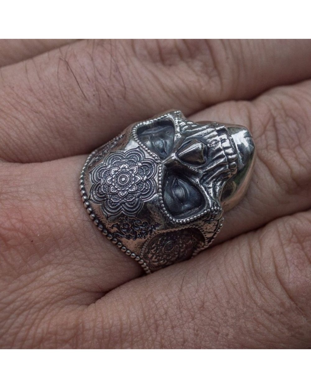 Unique Biker Skull Ring front-1