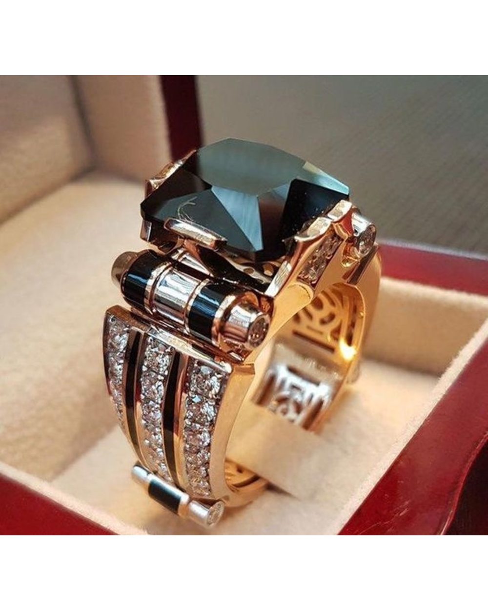 Vintage Jewelry Rings for Men Gothic Stainless Steel Ring Gold Color Fidget front-0