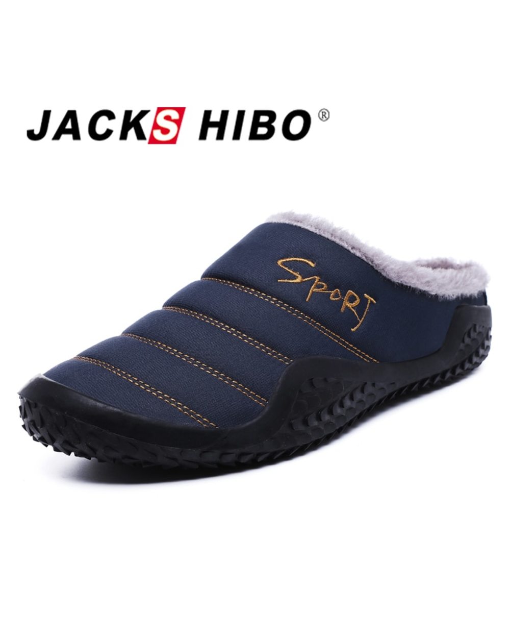 JACKSHIBO 2021 New Winter Slippers for Men Warm Indoor Shoes Short front-0