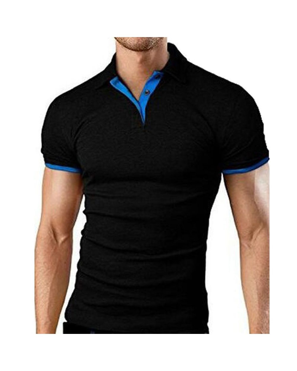 2022 New Muscle Aesthetics Sports Fitness Korean Casual Trend Men & T-shirt Slim Short-sleeved POLO Shirt front-0