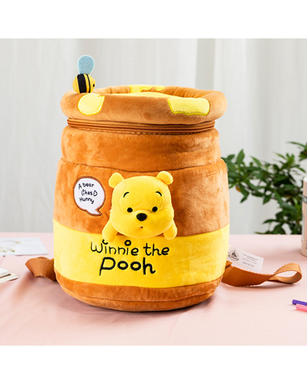 Winnie the Pooh Kawaii Pooh Bear Honeypot Stuffed Plush Backpack Winnie the Pooh Plush Bucket Bag for Kids front-1