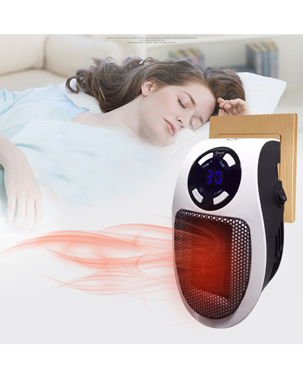 Portable Electric Heater Plug In Wall Heater Room Heating Stove Mini Household Radiator Remote Warmer Machine For Winte front-0