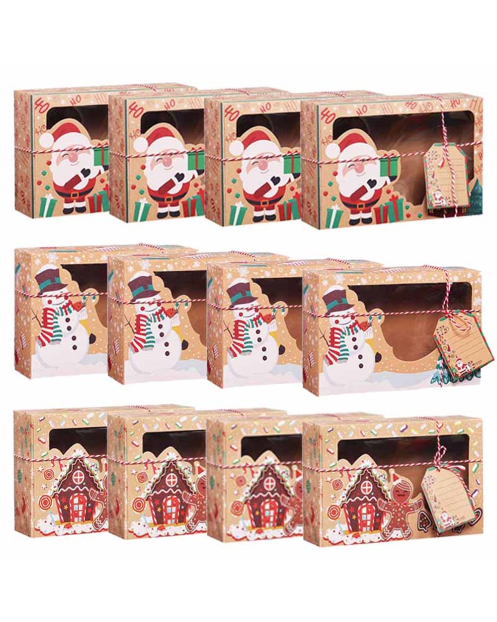 Kraft Paper Candy Boxes Merry Christmas Cookie Gift Box Clear Window Packaging Bag Party Favor New Year Decoration front-1