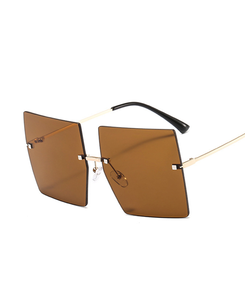 Vintage Square Sunglasses Women Luxury Oversized Rimless Sun Glasses Shades Female Fashion Brand Designer Clear Oculos front-2