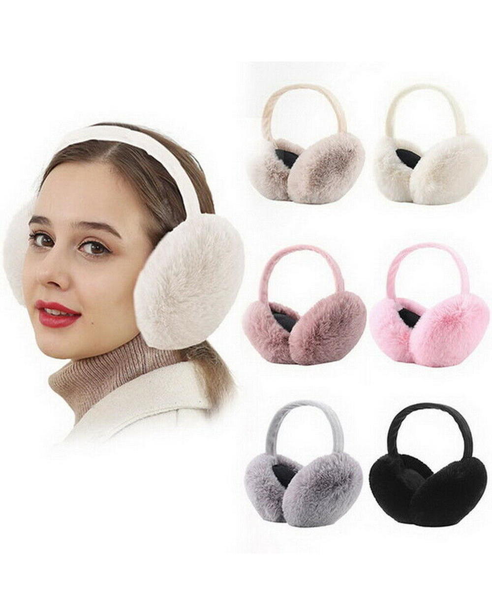 New Bow Plush Earmuffs For Women Velvet Thickened Winter Warmer Removable Washable Foldable Cute Cat Ears Fluffy Soft E front-4