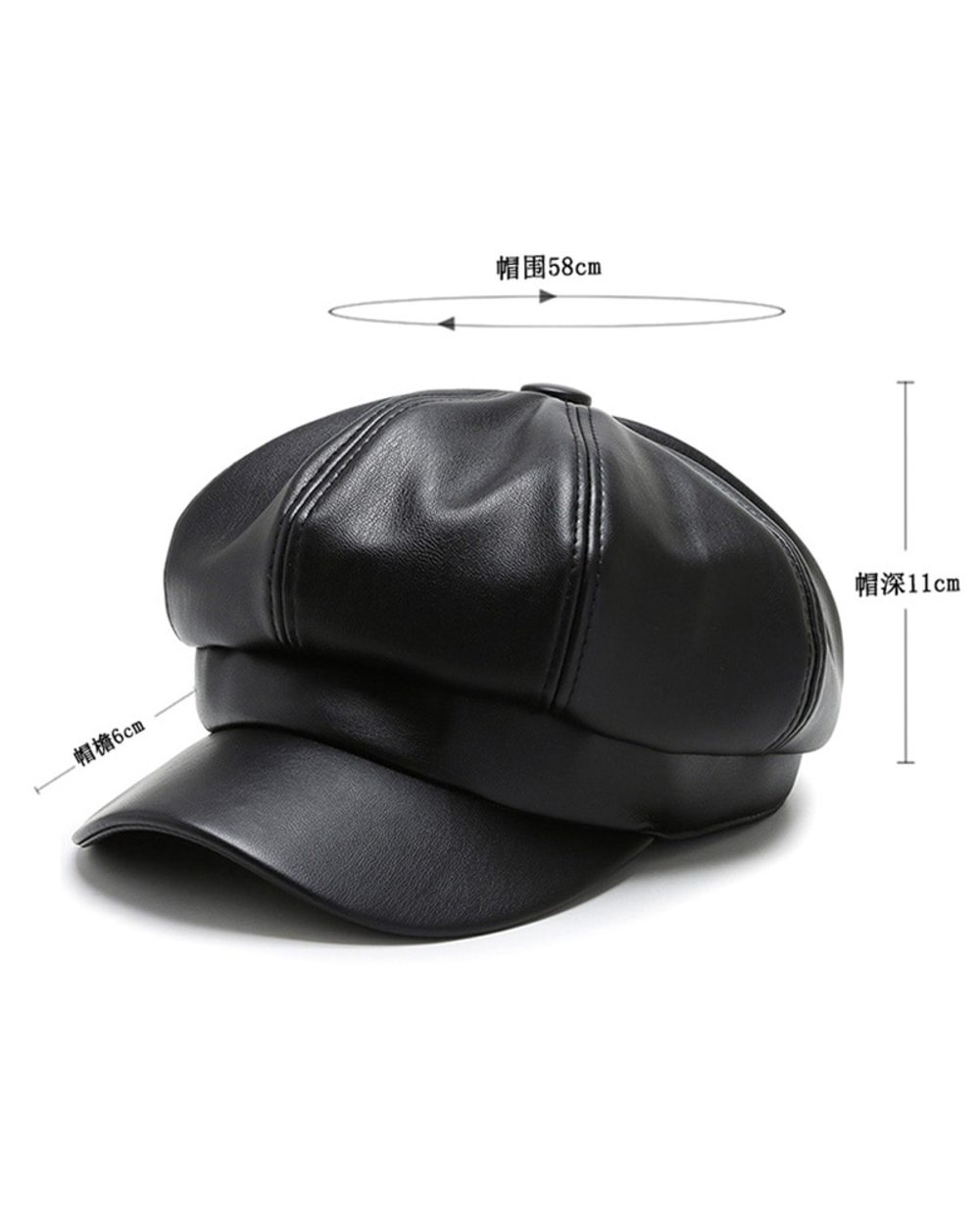 Fashion Solid Color Octagonal Cap Hats Female Autumn Winter Leather Panama Stylish Artist Painter Newsboy Caps Beret W front-3