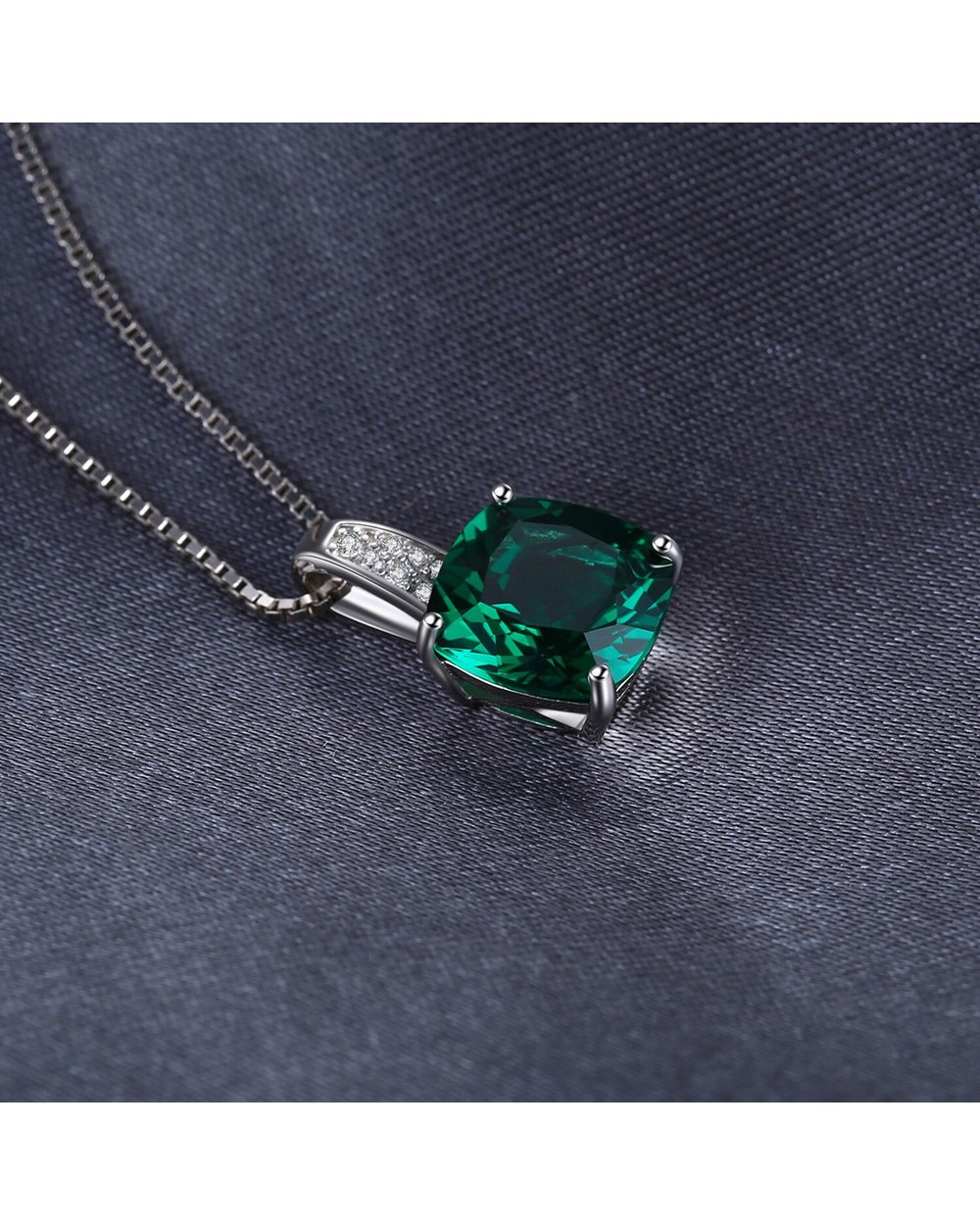 Green Gemstone Solitaire Pendant Necklace For Women front-2
