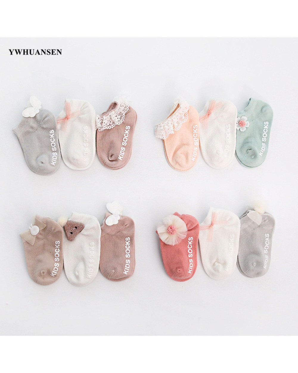 3 Pairs/Lot 0 To 24M Spring Summer Baby Socks Solid Color Infant Baby Floor Socks Soft Cotton Anti-Slip Boat Socks For front-0