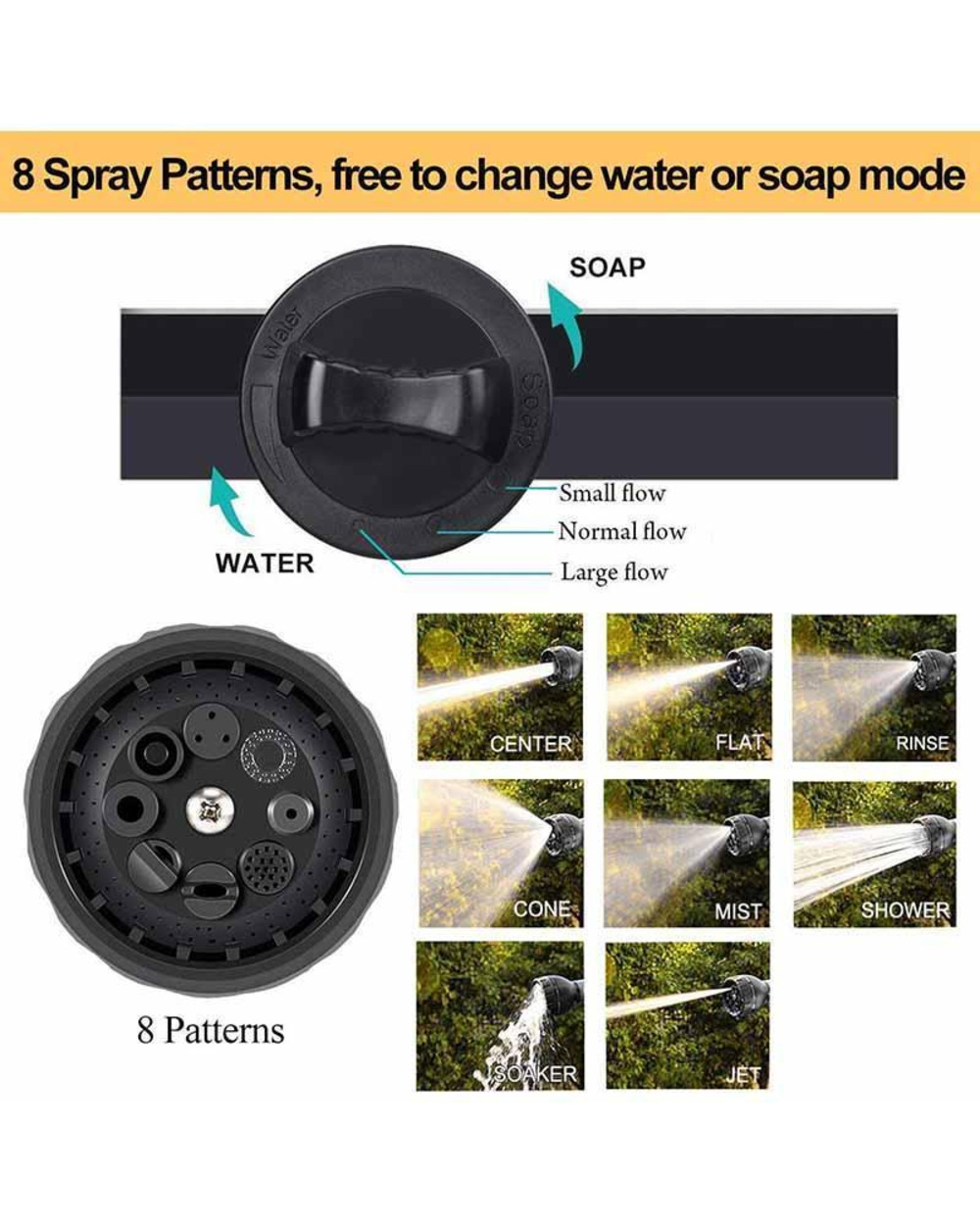 Garden Water Hose Nozzle Foam Sprayer High Pressure With 8 Adjustable Type Nozzle Car Wash Water For Plant Lawn Pet Sh front-4
