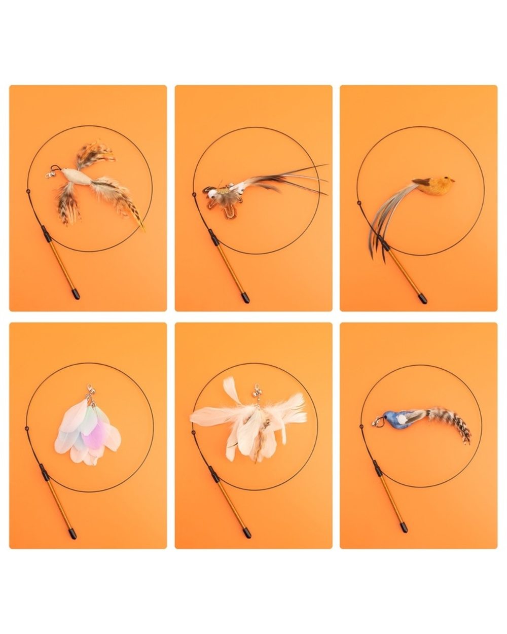 Simulation Bird interactive Cat Toy Funny Feather Bird with Bell Cat Stick Toy for Kitten front-4