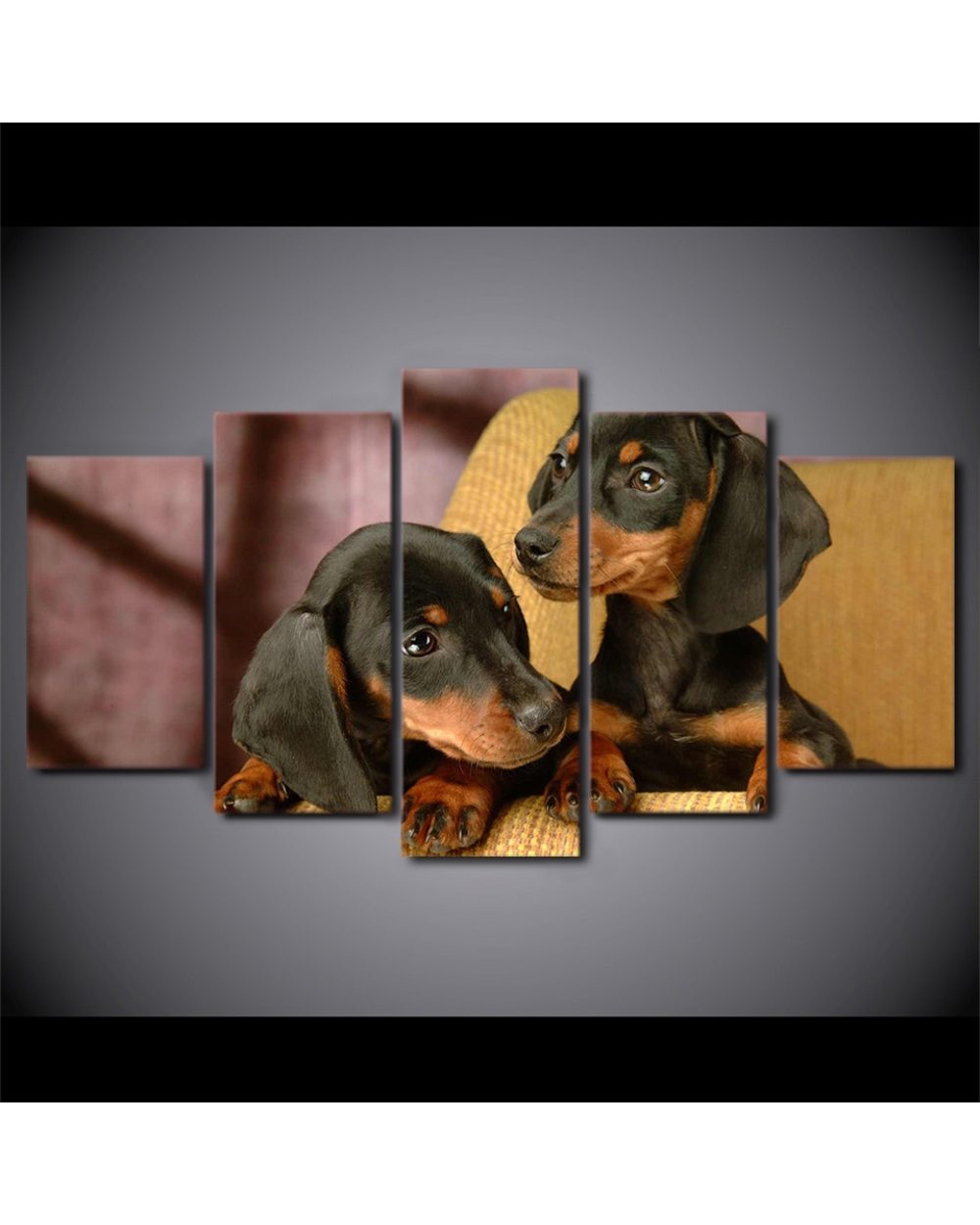 Dachshund Dog Breed Picture Print Animal 5 Panel Canvas Art Wall Decor front-1