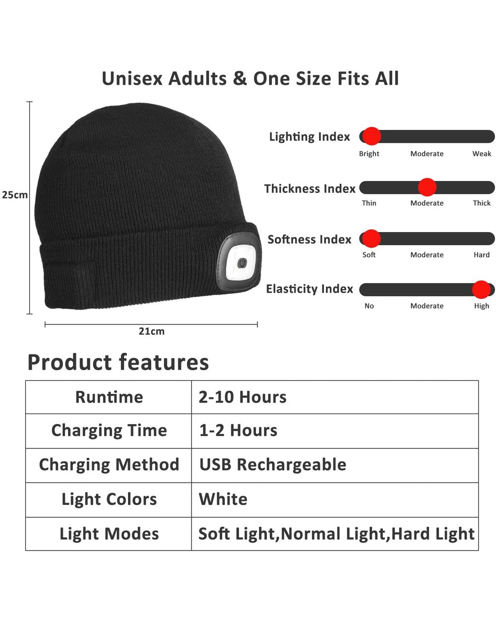 Unisex Cycling Hiking Led Light Knitted Hat Winter Beanie Cap Usb Rechargeable Lamp Hats With Lighting Christmas Gift F front-2
