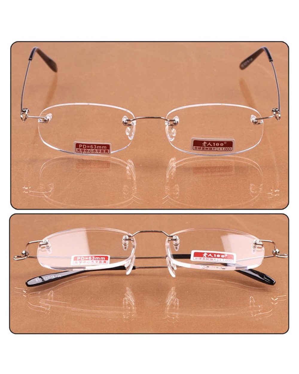 Iboode Unisex Reading Glasses Brand Rimless Presbyopia Eyeglasses For Women Men Resin Clear Lens Reading Eye Glasses +1 front-2