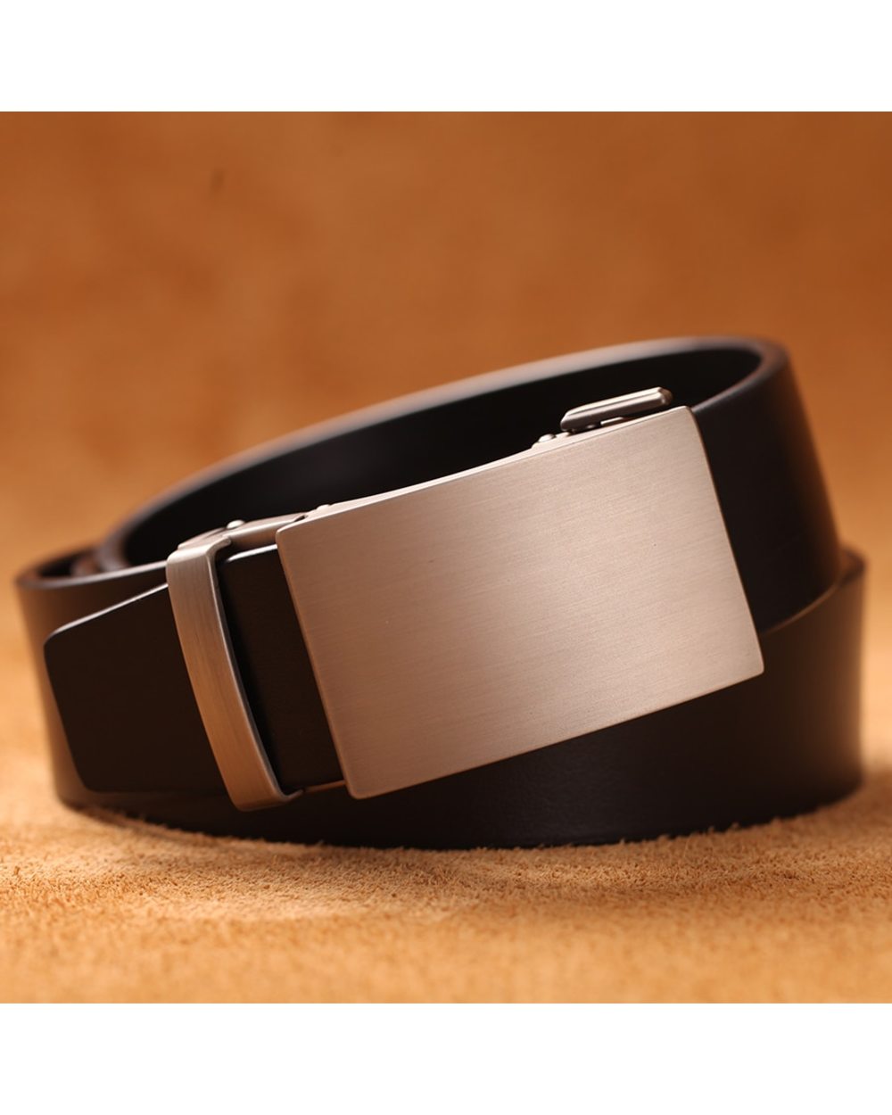 Genuine Cow Leather Automatic Belt For Men Formal Automatic Buckle Belt Genuine Leather Mens Business Strap front-1