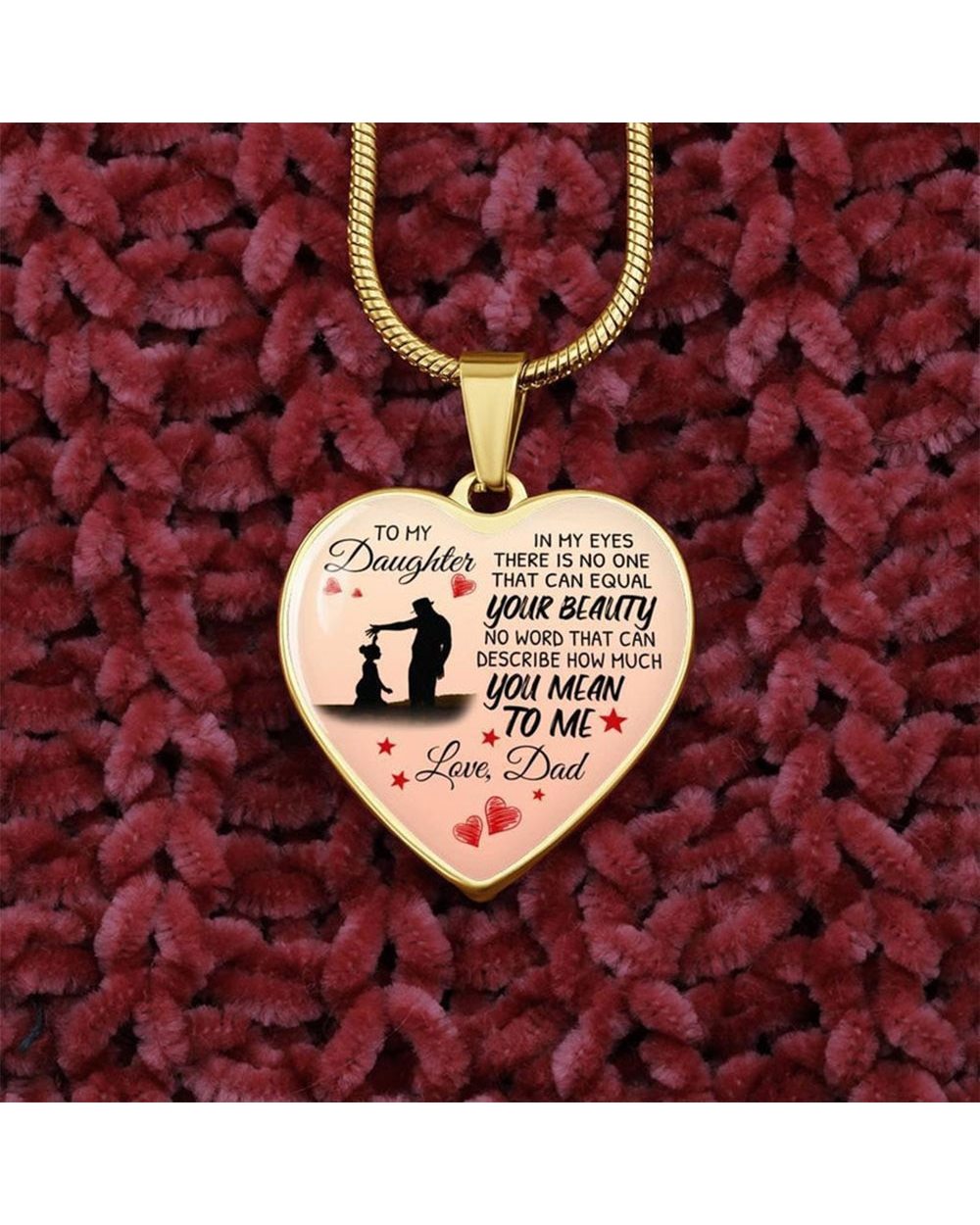To My Daughter Love Dad Heart Necklace Jewelry Gift front-4