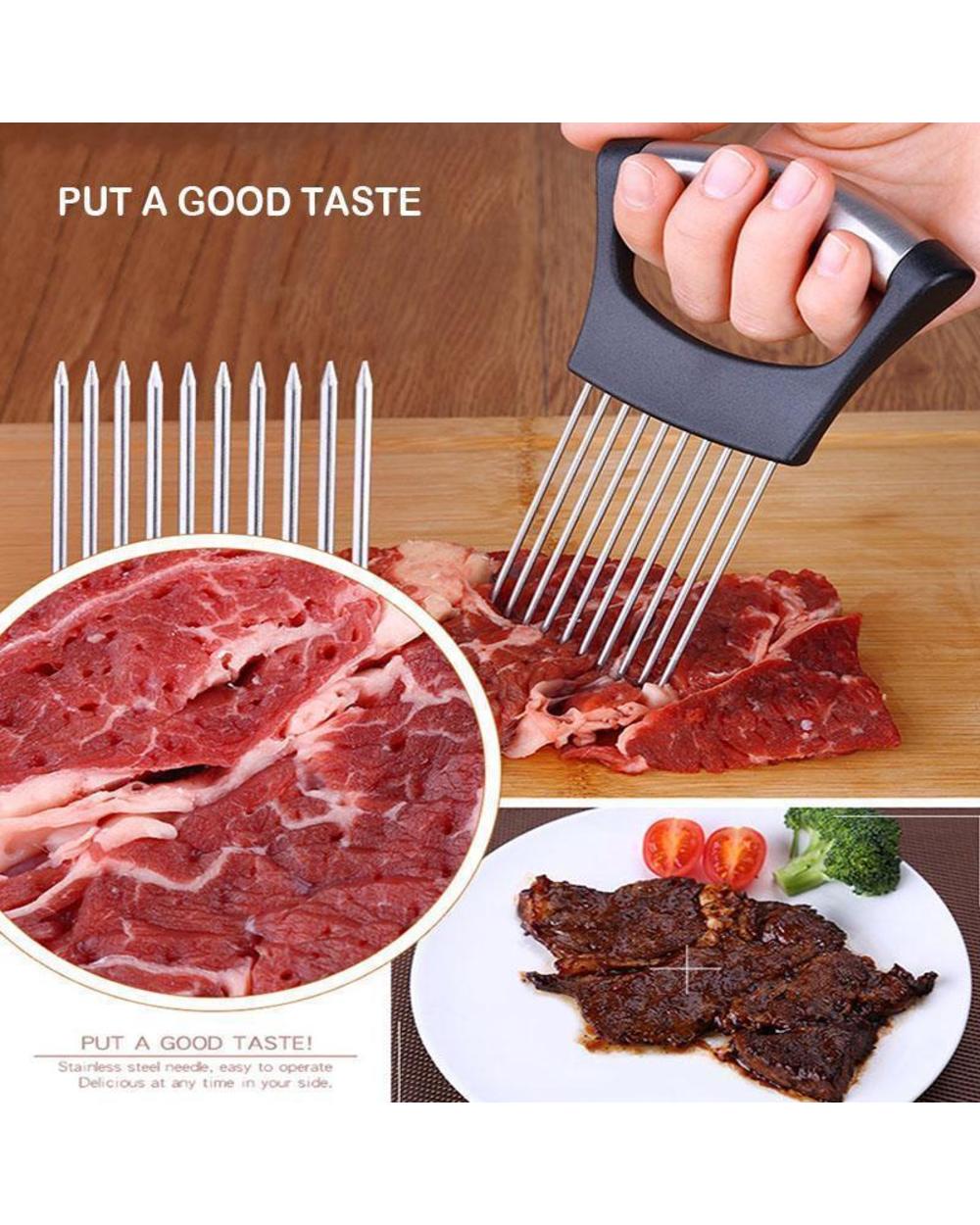 Food Slice Assistant Steel Onion Slicer Fruit Vegetables Cutter Holder Home Kitchen Gadgets Multifunction Chopper Easy front-1