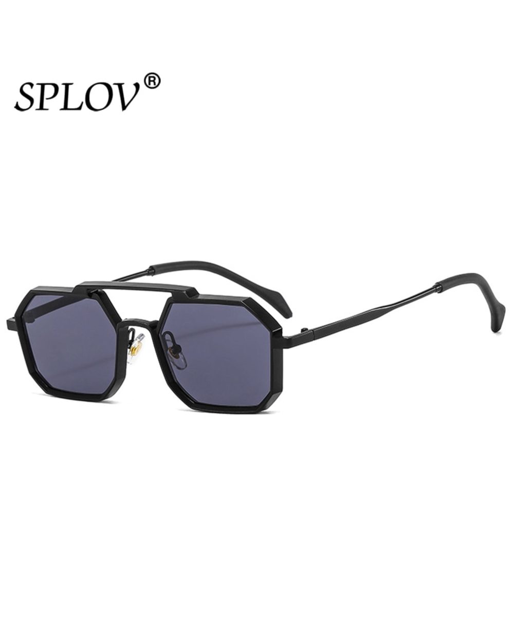 Retro Square Sunglasses Women Men Punk Polygon Fashion Glasses Metal Clear Mirror Shades Black Red Yellow Eyewear Trend front-1