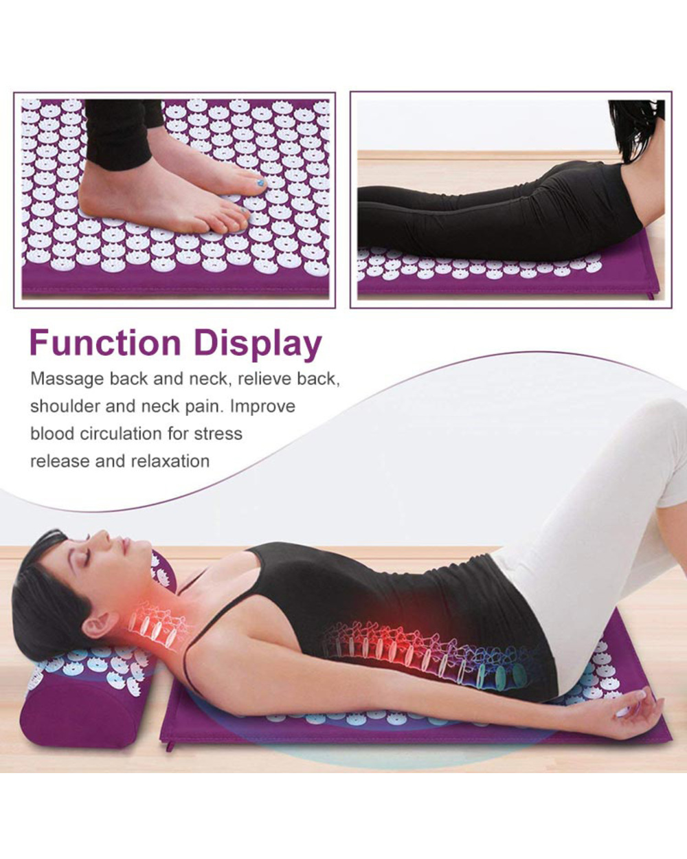 Acupressure Mat Spike Massage Mat And Pillow Relieve Back Relax Muscles Non-Slip Yoga Mats Acupuncture Cushions Applica front-5