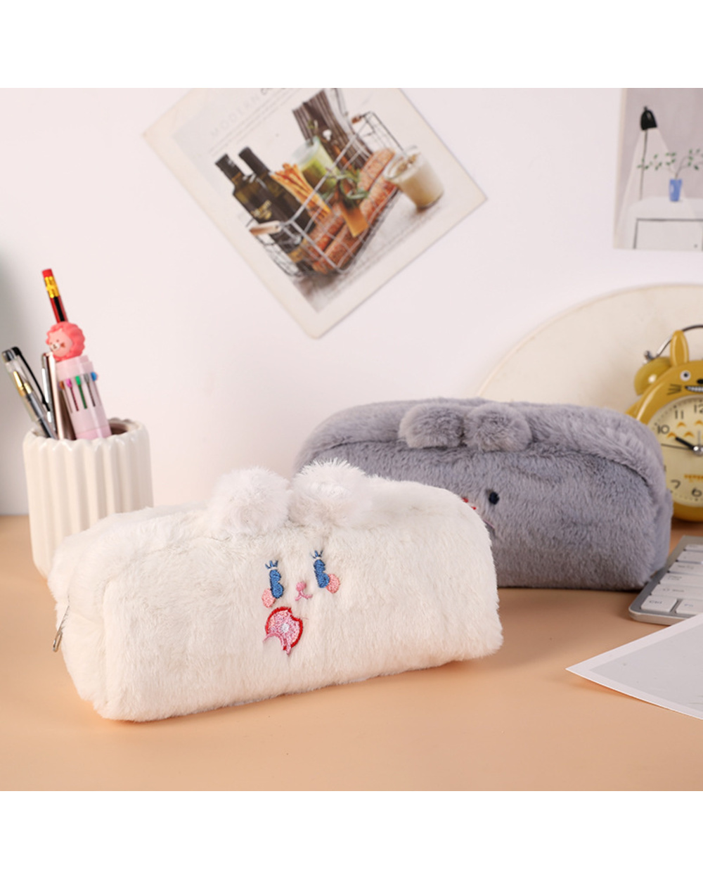 Kawaii Korea Pencil Bag Cute Pencil Box Pencilcase Plush Pencil Case Fabric Quality School Supplies Stationery For Stud front-4