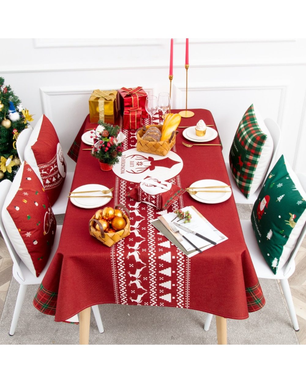Series Christmas Decor Tablecloth Santa Claus Christmas Tree Print Table Cloth Desk Coffee Table Table Cover Decoration front-3
