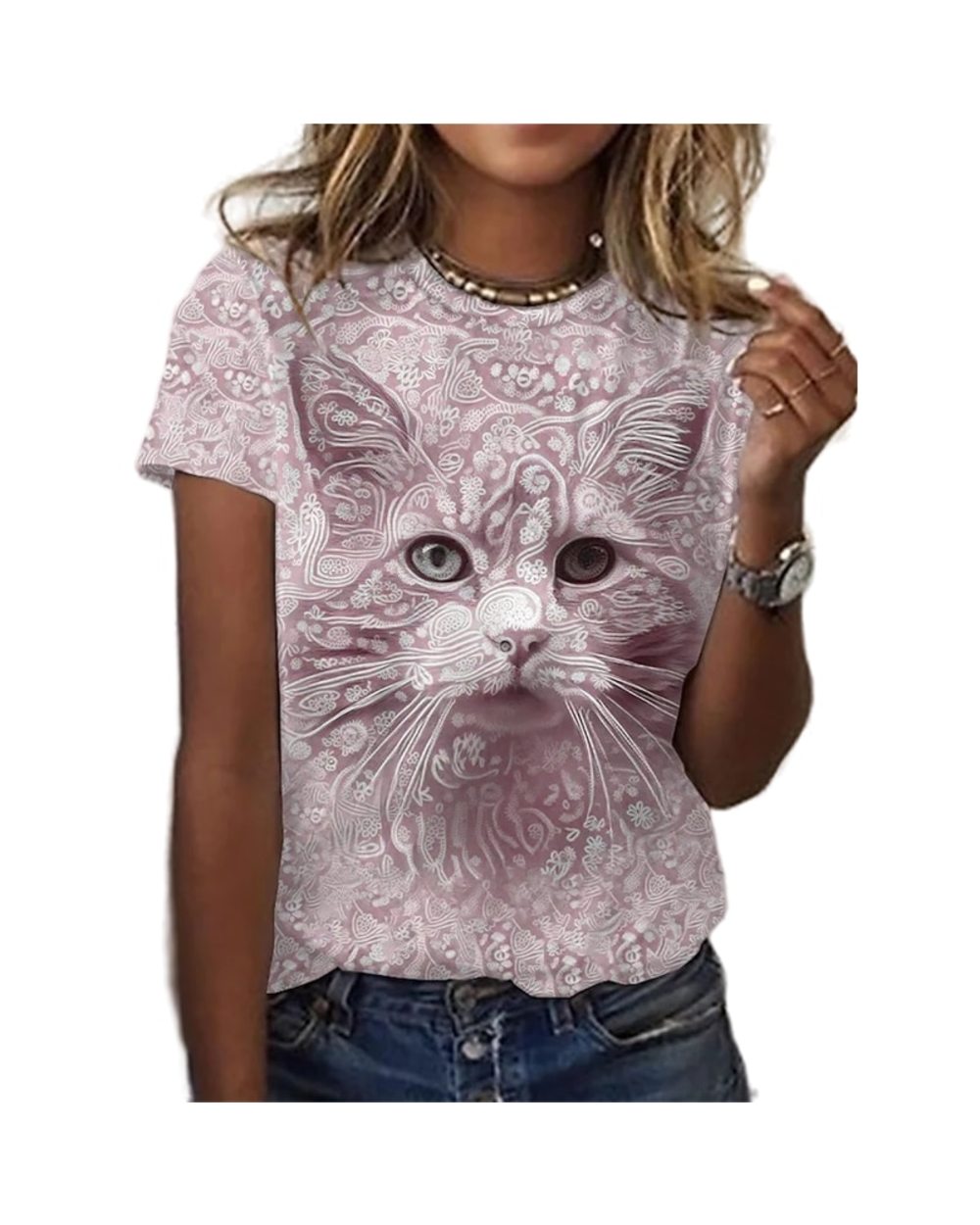 Mainecoon cat Printing Ladies T-Shirt Animal Short Sleeve Unisex Summer Oversized Round Neck Short Sleeve 6XL front-1