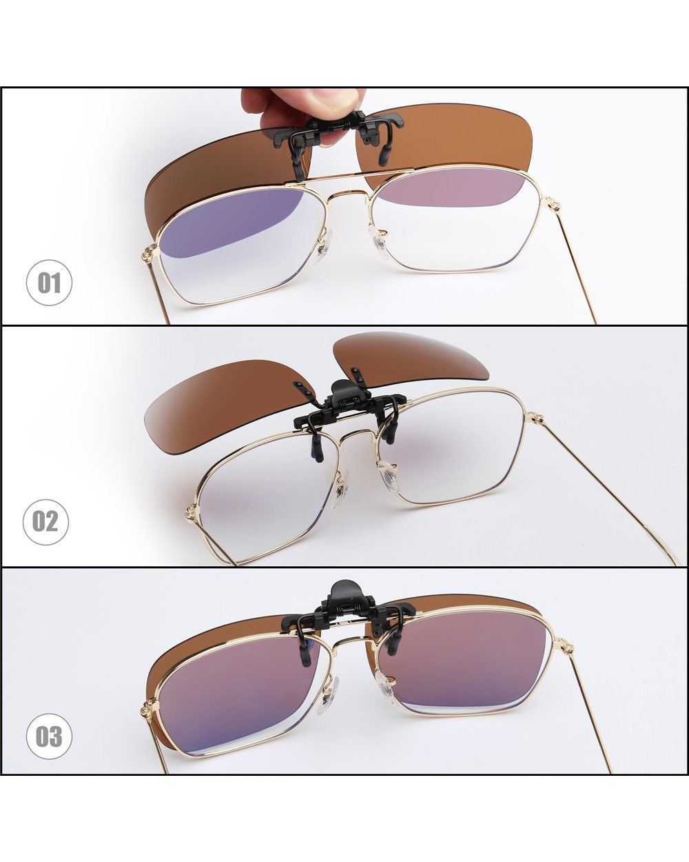Polarized Clip On Sunglasses Women Men Frameless Filp Up Sunglasses For Prescription Glasses Uv400 front-4