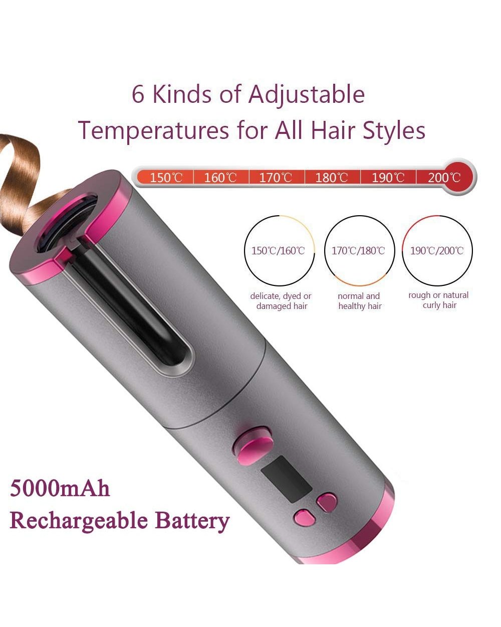 Automatic Hair Curler USB Rotating Hair Curling front-2