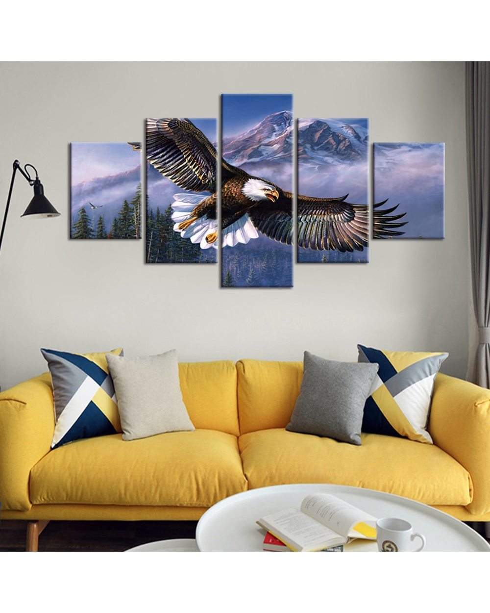 Flying Eagle Picture Print Animal 5 Canvas Art Wall Decor front-1