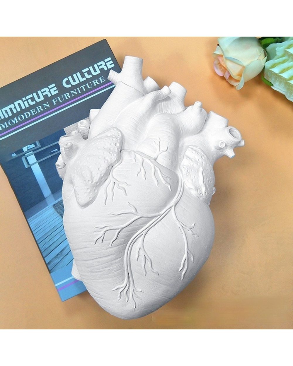 Heart Shape Flower Vase Resin Vase Dried Flower Container Vases Pots Body Sculpture Desktop Flower Pot Home Decoration front-2