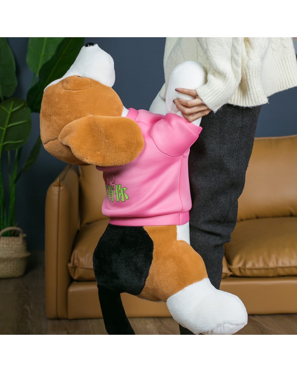 Simulation Dressing Beagles Dog Plush Toy Stuffed Lifelike Animals Beagles Hug Throw Pillow Touch front-4