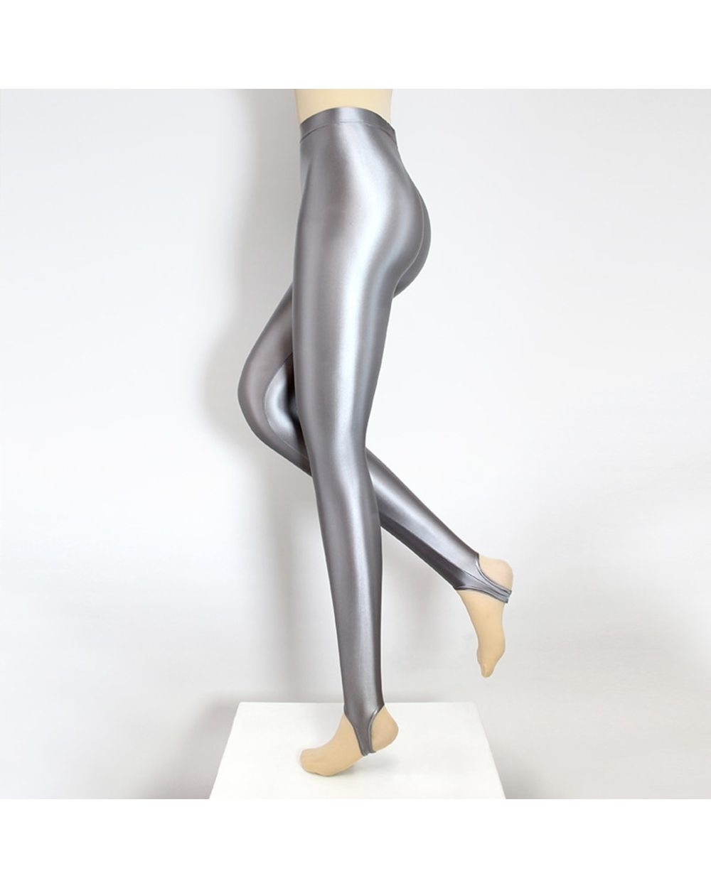 Golden Silver Glossy Pants Sexy Tight High Waisted Leggings Pantyhose Sexy Satin Glossy Sports Swim Pants front-4