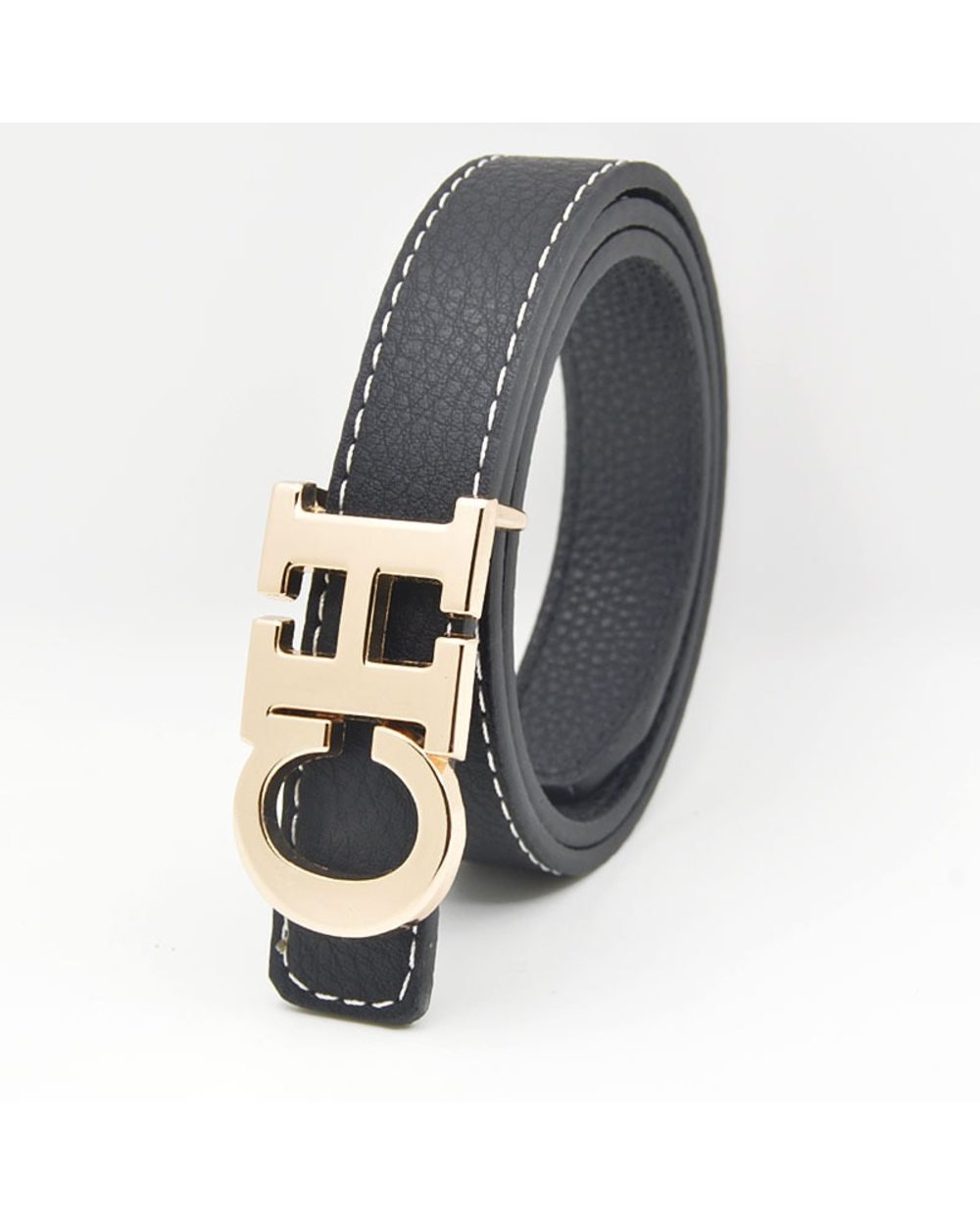 Birthday Gift For Kids Belts Men And Women Pu Leather Belt Fou Children Fashion Luxury Brand Golden Smooth Buckle front-2
