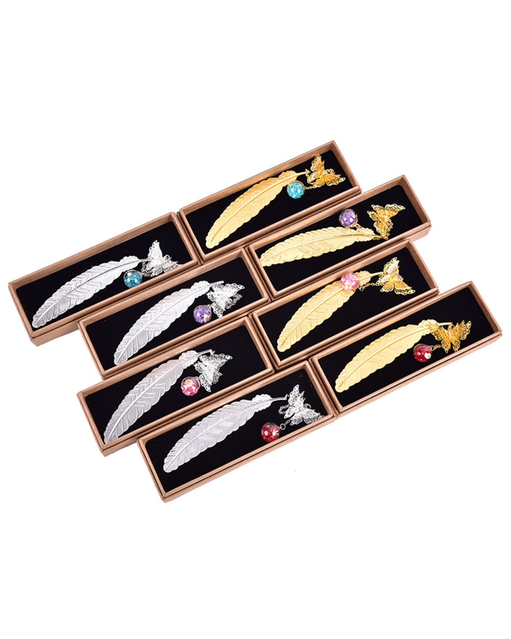 1Pc Retro Vintage Bookmark Design Of Feather/Butterfly Creative Metal Bookmarks Promotional Gift Stationery Film Book M front-3