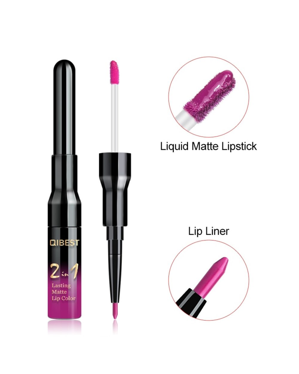 2 in 1 Double Head Liquid Matte Lipstick Lip Gloss & Lip Liner Waterproof Nude Lipstick Set Lipgloss Mate Lip stick Pen front-1