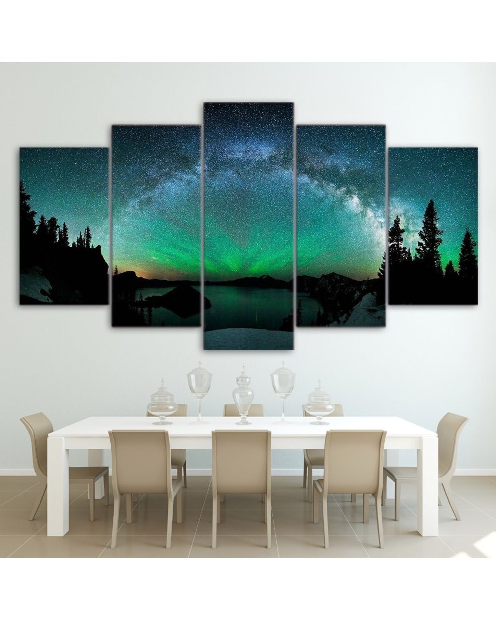 Aurora Modular Painting Picture Print Space 5 Panel Canvas Art Wall Decor front-0