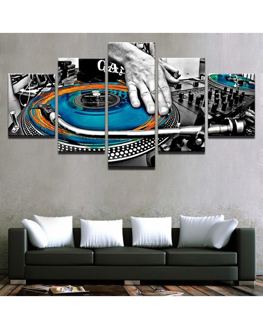 Hand Plate DJ Music Console Instrument Picture Print Music 5 Panel Canvas Art Wall Decor front-0