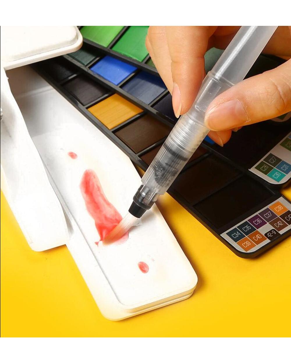 Portable18/24/36/42 Colors Solid Watercolor Paint Set Watercolor Pigment With Water Pen For Beginner Painting Art Suppl front-3